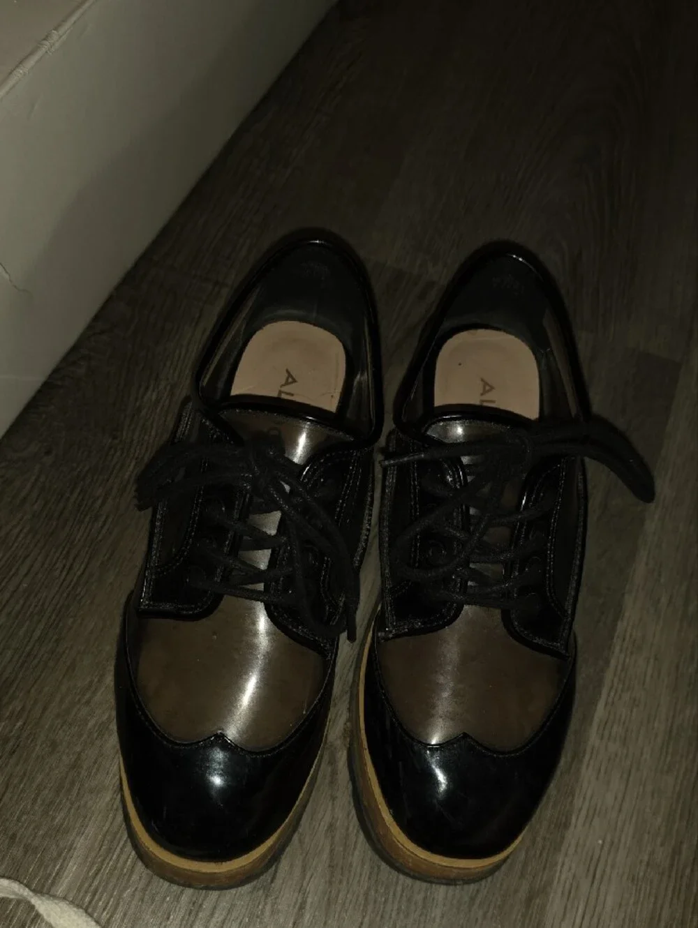 Women’s Black Patent Platform Lace-Up Shoes